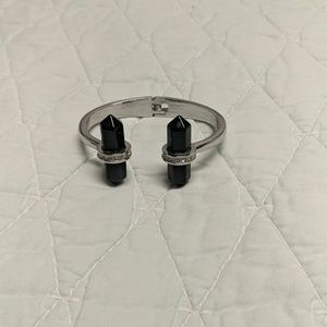 Black Gem Silver Bangle
